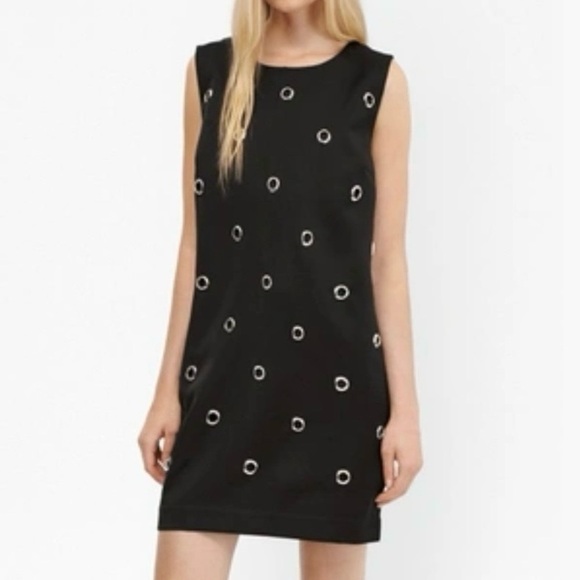 French Connection Black Midnight Satin Eyelet Tunic Dress Size 4 fcuk New NwT - Picture 1 of 11